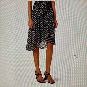 PINKO Gaudenzio Black and White  Silk Blend Midi Skirt size US 6